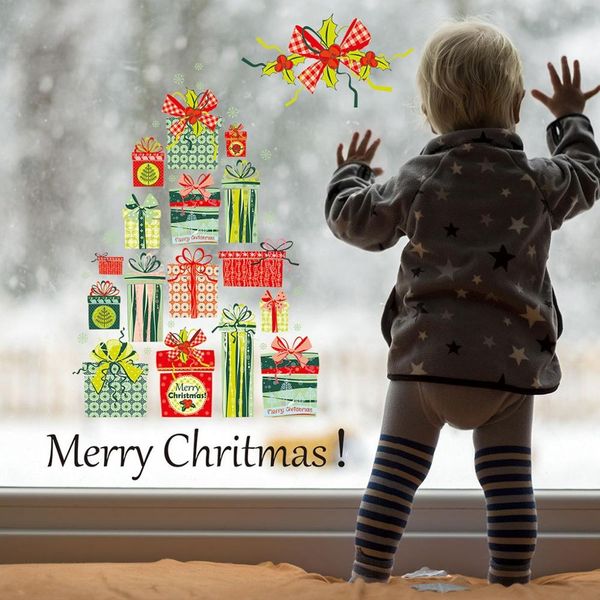 

diy merry christmas wall stickers window glass festival decals santa background new year party decorations for home decor #35