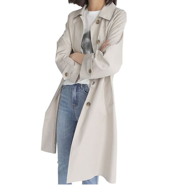 

2019 women trench coat turn down collar cotton blend autumn women long trench coat casaco feminino harajuku abrigo mujer, Black;brown