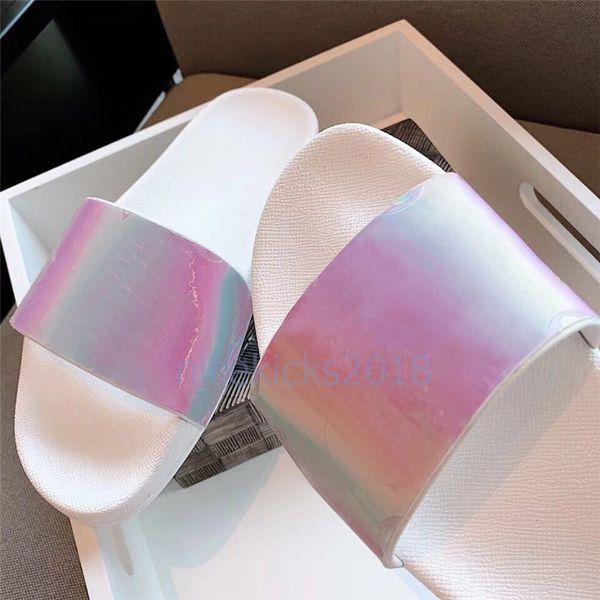 

luxury designer flip flops mens womens summer sandals beach slide slippers ladies sandali firmati da donna shoes classic laser colorful, Black