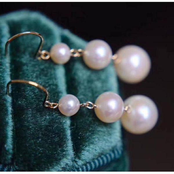 

fine jewelry 14k gold roll in 925 silver freshwater pearl dangle drop earrings for gift / party / birthday engagment jewelry, Golden;silver