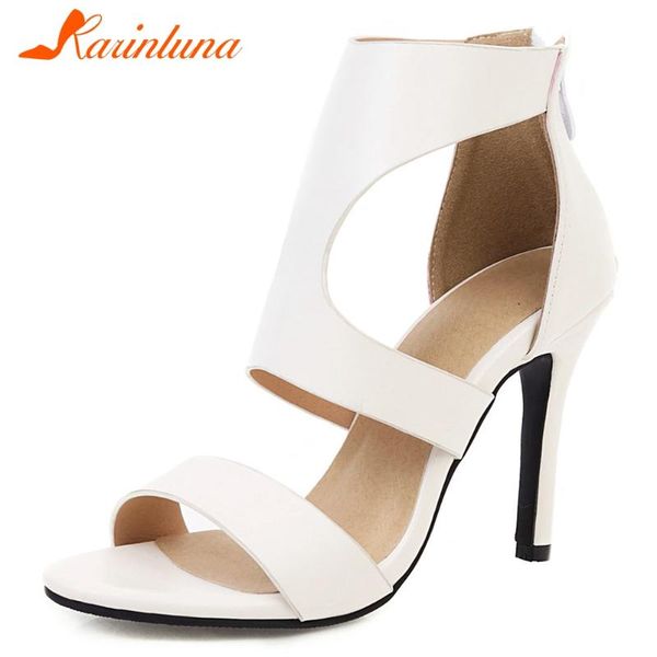 

karin new fashion thin high heels summer sandals women shoes woman dropship zip up solid party shoes women sandals, Black