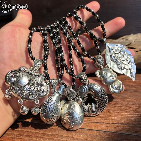 

yumfeel vintage silver animal pendants & necklaces women bohemian jewelry necklaces