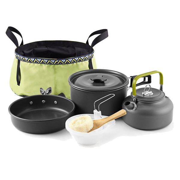 

suitable for 2-3 people outdoor camping cookware combination cookware tableware picnic bowl pot pan set portable tableware pot