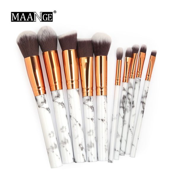 

maange 10pcs marble pattern makeup brush for cosmetic powder foundation eyeshadow lip make up brushes set beauty tools kits