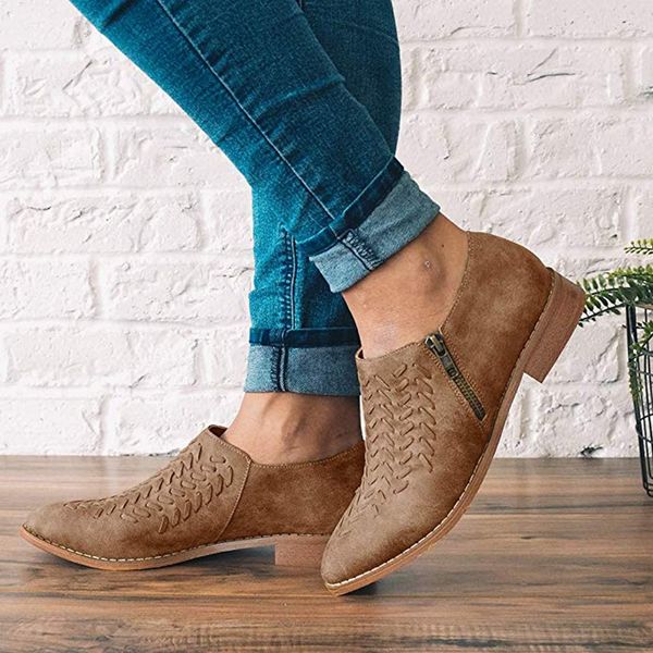 

oeak 2019 new pointed toe casual ladies fashion autumn ankle women boots heel slip on women female heels single shoes, Black
