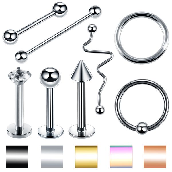 

1pc steel segment rings nose ear septum hoop ear tragus cartliage piercings orelha helix lip labret tongue ring piercing jewelry, Slivery;golden