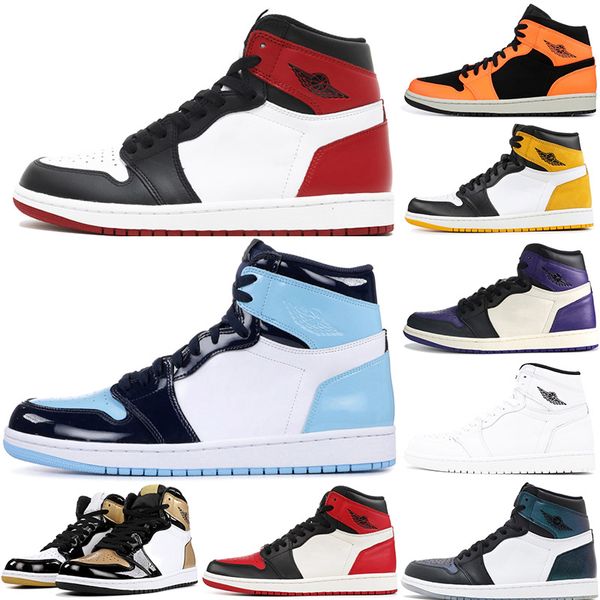 

designer basketball shoes 1 1s green shadow unc union gold black bred toe court purple mens athletic sports sneakers 7-12