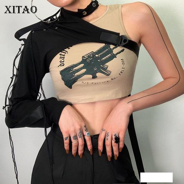 

xitao dark adjustable drawstring magic gloves button single sleeve fashion individuality wild shawl hand sleeve gcc1046, Blue;gray