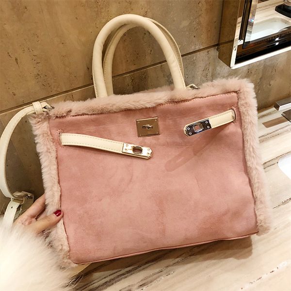 

designer shoulder bag rabbit hair matte frosted kelly bag autumn and winter new one shoulder messenger carrying leather platinum bags 5
