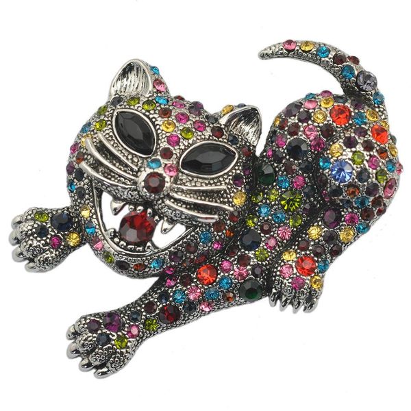 

popular kitten brooch european and american exaggerated ornaments classic animal big corset coat dress, Gray