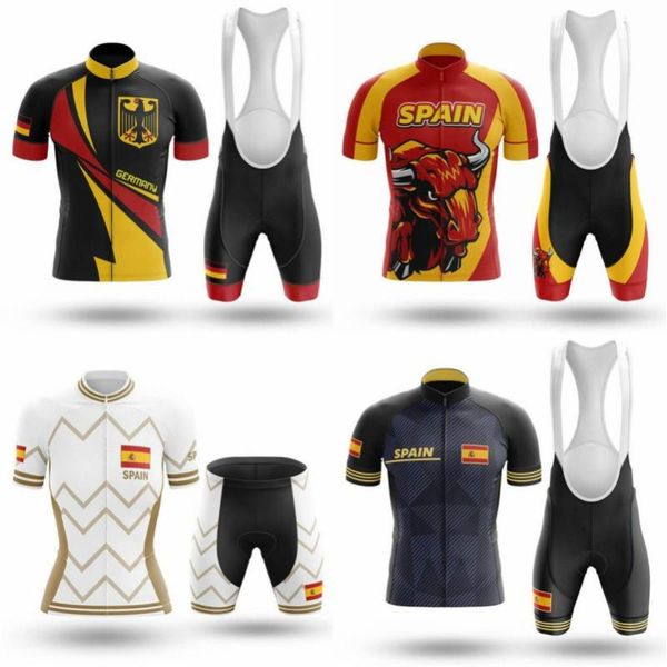 

cycling jersey men summer 5d gel pad mtb bike clothing shirt ciclismo maillot short sleeve spanish german team, Black;blue