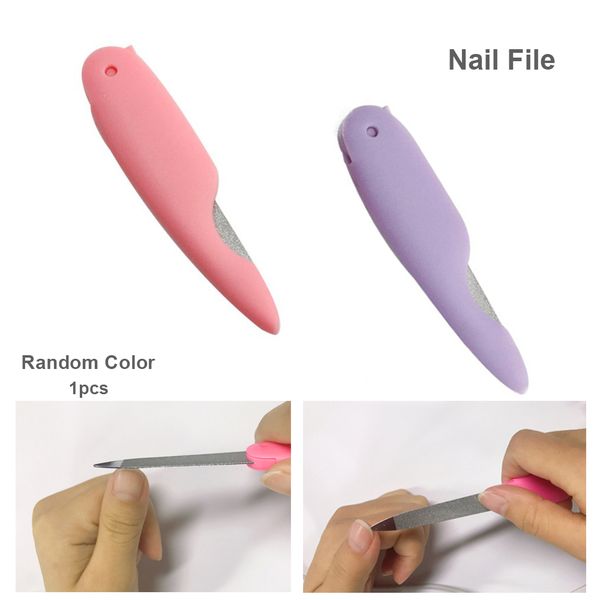 

1 pcs random color foldable cartoon nail file stainless steel fold cuticle care professional pedicure grinding tool nail files