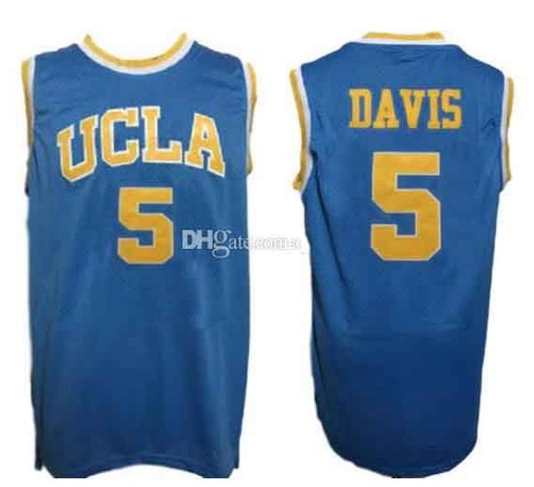 Baron Davis #5 UCLA Bruins College Blue Retro Basketbol Forması Erkekler ED Özel Numara İsim Formaları