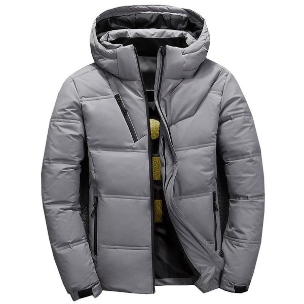 

duck down jacket men short warm thick quality zipper hooded down coats male overcoat puffer jackets winter men down jacket t190923, Black