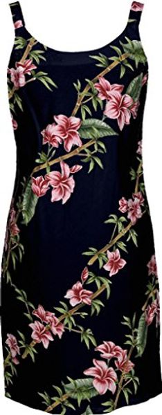 

rjc women's scenic bamboo short hawaiian bias cut slip dress, Black;gray