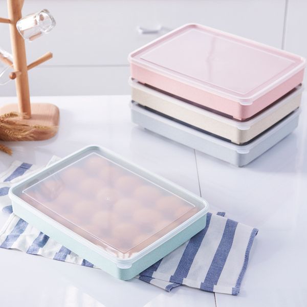 

ttlife wheat straw 24 grid stacked cover egg storage box refrigerator storage duck egg container box tog kitchen organizers