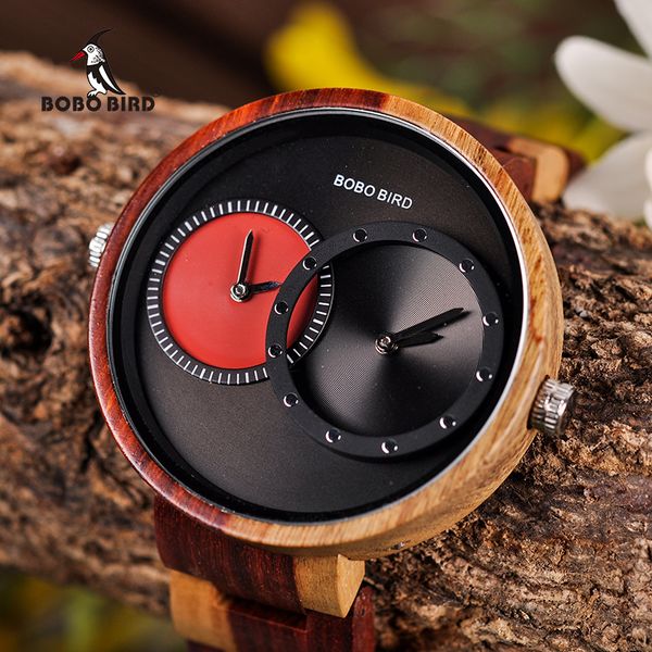 

multiple time zone bobo bird wooden watch men women fashion stylish wood wristwatch timepiece relogio masculino l-r10, Slivery;brown