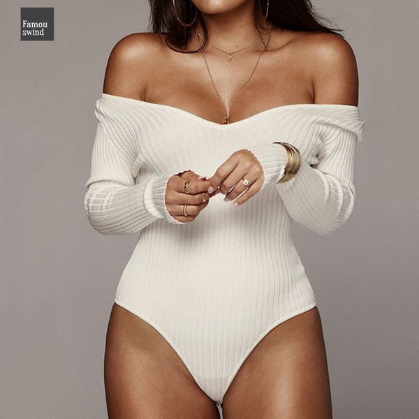 

off shoulder ribbed knitted rompers linen bodysuit women black v neck summer womens jumpsuit basic playsuit womens, Black;white