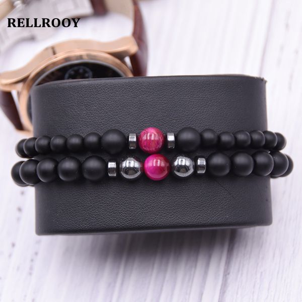 

2019 2pcs/set bracelets men luxury new fashion 8mm beads strand men hematite bracelet for jewelry gift, Black