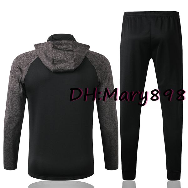

any hooded mens soccer jersey training suit kits / custom name and number / need to contact inquiry whether there is inventory, Black