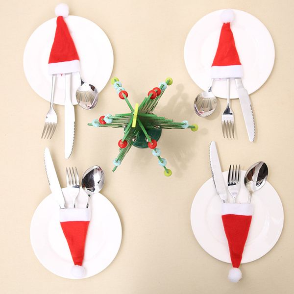 

40pcs christmas decoration for home supplies tableware storage tool christmas hat tableware cover kerst natale navidad 2019 a8