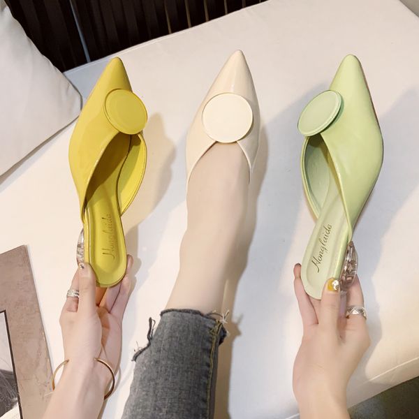 

pointed low heel mules women's half shoes lazy heels, Black