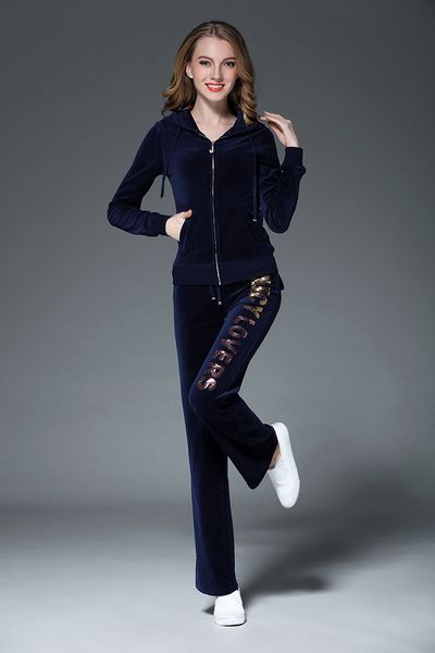 

женщины спортивные костюмы розовый синий sexy тонкий твердая zipper золотой бархат casual женские костюмы с капюшоном воротник популярные сп, White;black