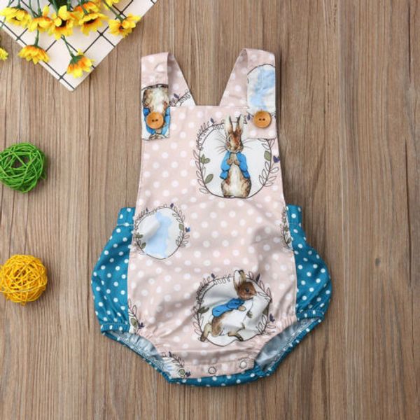 

pudcoco 2019 summer toddler baby boy girls easter bunny bodysuit jumpsuit blue rabbit cute outfits, White