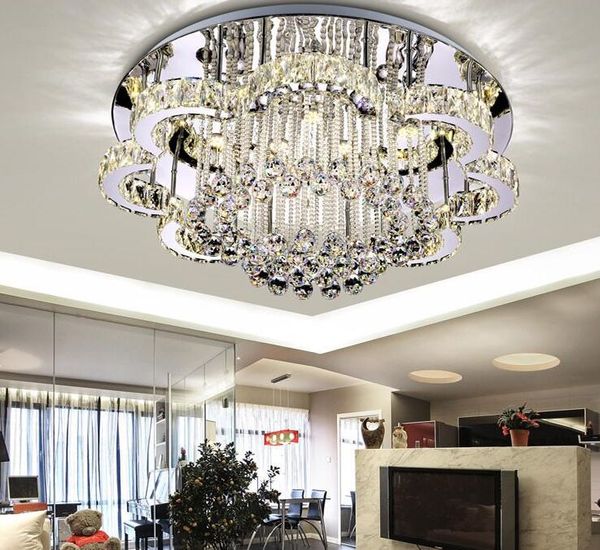 Salon Yemek Odası Restoran Aydınlatma Armatür MYY için Modern LED Avize Yuvarlak K9 Kristal Tavan Lambaları