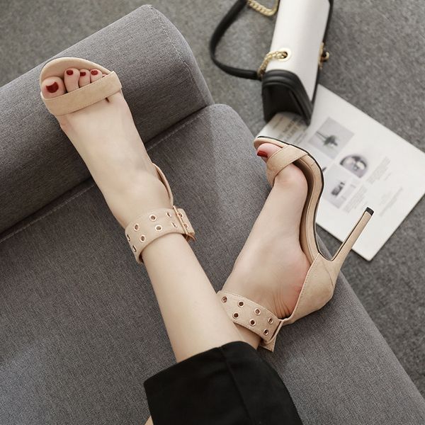 

ltarta 2020 summer new fish mouth double breasted fine with high-heeled wild high heel sandals zl-760-w1 y200620, Black