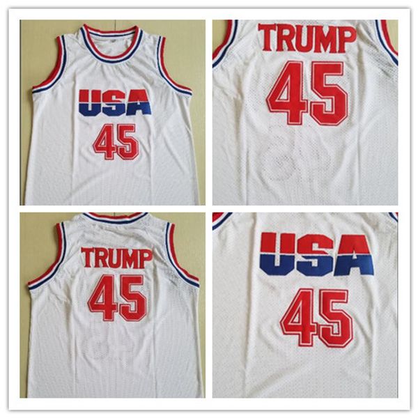 

45 donald trump movie basketball jersey dream team one fashion 100% stitched mens basketball shirts white, Black;red