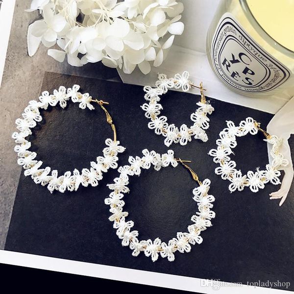 

temperament dangle & chandelier fashion white flower lace big circle earrings female personality long earrings tide people wholesale, Silver