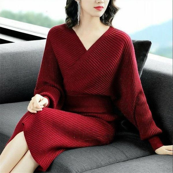 

new simple temperament goddess set solid color sweater pullover sweater korean version of the new two-piece, White;black