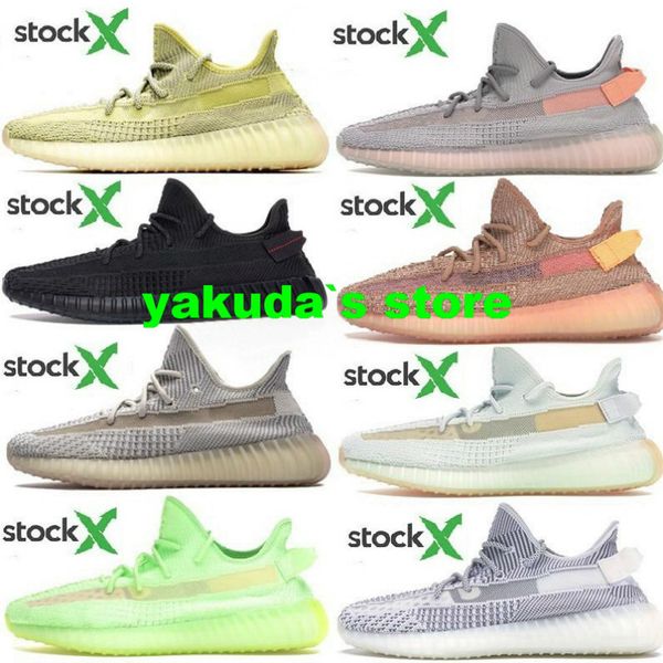

2019 men women v2 gid glow 2019 shoes with box,glow in the dark,clay true form hyperspace static sneakers running shoes ,shoes