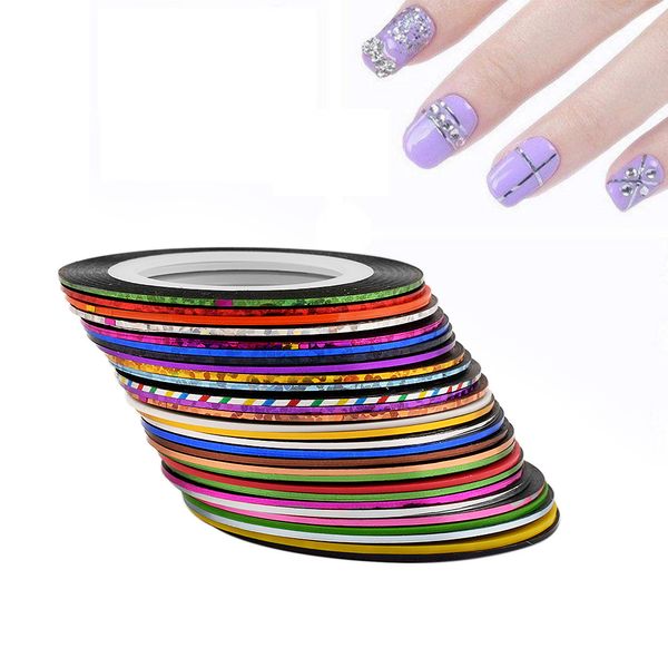 Блеск для ногтей Чередование Line Glitter Nail Art Чередование Tape Line DIY Маникюр украшения Инструменты ногтей наклейки