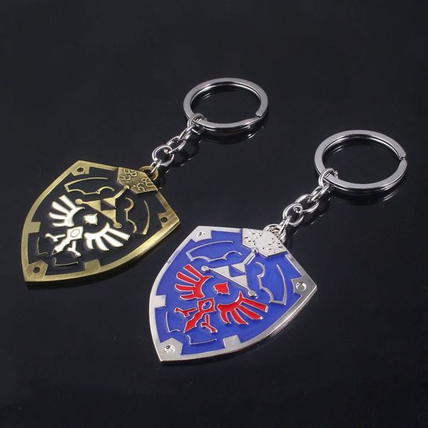 

rj fashion jewelry the legend of zelda keychain blue black zelda hylian shield keyring pendant for men chaveiro, Silver