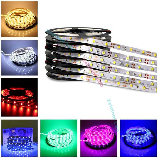 12V SMD5050 LED-Streifenlicht, hochhell, 5 m, 60 LEDs, flexibles Band, wasserdichtes Klebeband, Dekor-LED-Leuchtmittel