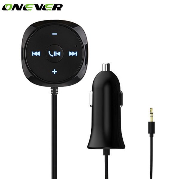 

onever 3.5mm aux audio car mp3 player fm transmitter wireless hands-call bluetooth car kit usb output charger dc 12-24v
