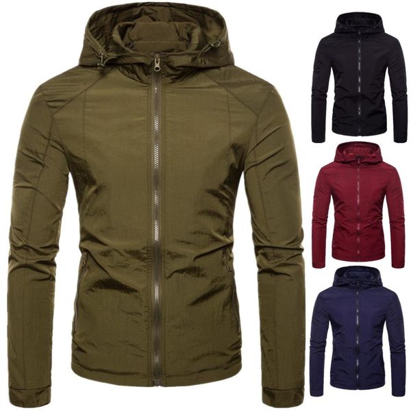 

2019 spring autumn and winter four colors s-xxl sizes for choice men's jacket solid color hooded jacket mens jackets, Black;brown