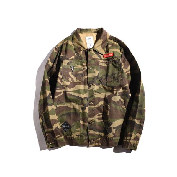 

new spring autumn men's camouflage multi-pocket coat plus size 5xl turn collar jacket tooling wind teenagers punk denim coats, Black;brown