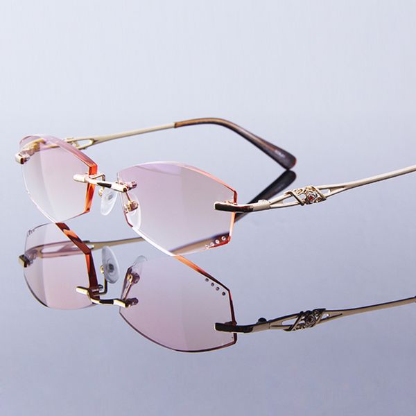 

women fashion reading glasses rhinestone readers eyewear computer for work rimless frame gold presbyopic optical eyeglasses 004, White;black