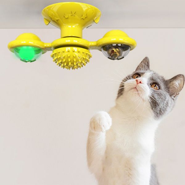 

windmill cat toy grooming brush with spinning windmill cat brush suction to wall cat massage comb pet supplies