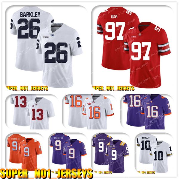 Maglie da calcio Saquon Barkley 5-24 NCAA 97 26 Nick Bosa Ohio State Buckeyes College Football Jersey Tom Brady Rob Gronkowski Chris Godwin