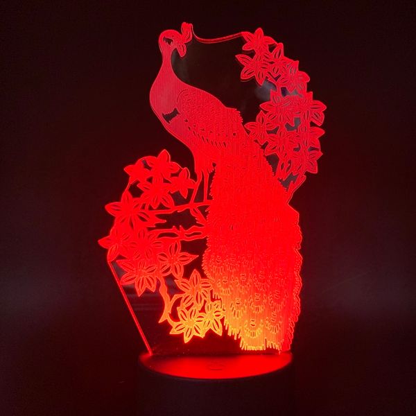 

3d lamp peacock light for children live room nightlight animal touch sensor lamp 7/16 colors changing artistic led night light
