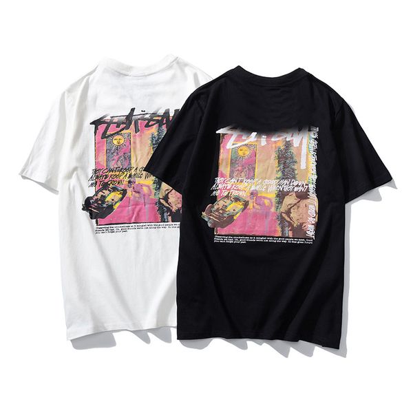 

2020 new men's designer t-shirt 100% cotton black white t-shirt square graffiti hip-hop logo men's ladies shirt s-xxl, White;black