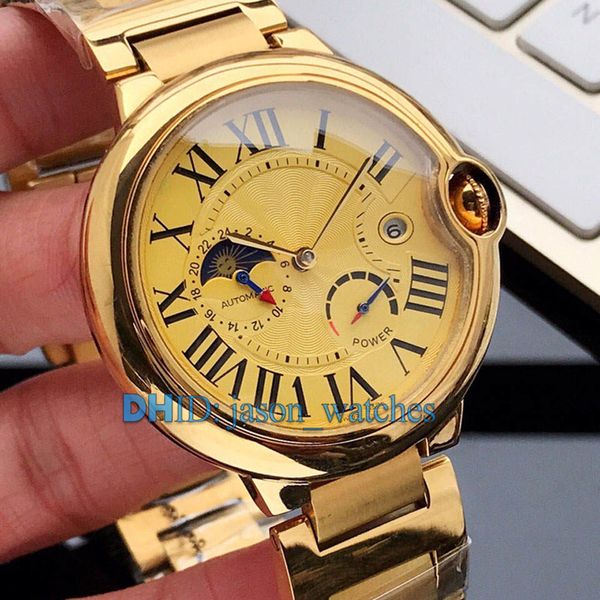 

blue ball designer watches 41mm 316l stainless steel case strap men watch mechanical automatic movement auto date moon phase wristwatches, Slivery;brown