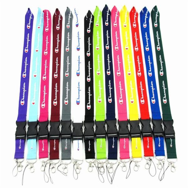 

letter champions neck strap lanyard with silver metal clip key phone straps keychains for women girls work id card lanyard oranment 14 color, Red;brown