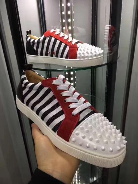 

2019 new fashion designer luxury men and women red shoes sneakers strap junior high school luxury designer leather casual shoes, Black