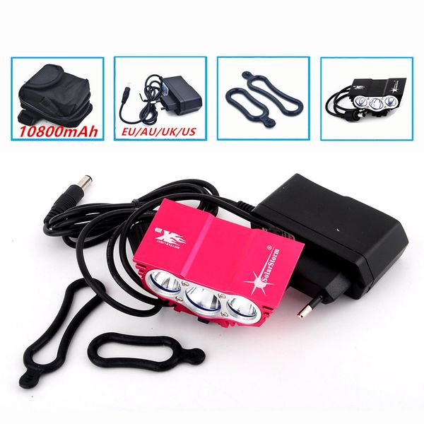 

solarstorm x3 led bicycle light 6000 lm 3u2 xm-l u2 led bike light lamp front headlight + 8.4v 18650 battery pack + charger