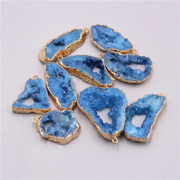 

натуральный синий кристалл кварц агаты druzy кулон ожерелье для womne ювелирные изделия делая ожерелье аксессуары druzy подарки оптом, Silver